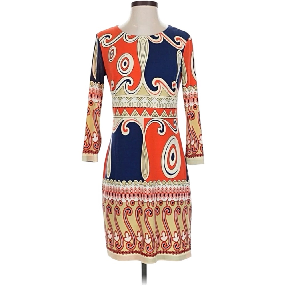 Ali Ro Red and Navy Printed Mini Dress Sz 4